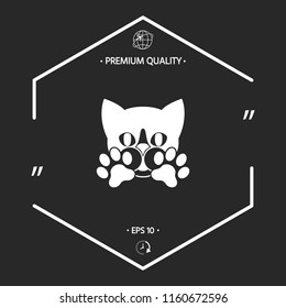 Cute Cat, paws - logo, symbol, protect sign