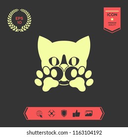 Cute Cat, paws - logo, symbol, protect sign
