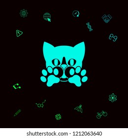 Cute Cat, paws - logo, symbol, protect sign