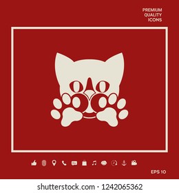 Cute Cat, paws - logo, symbol, protect sign
