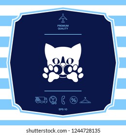 Cute Cat, paws - logo, symbol, protect sign