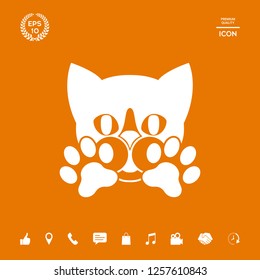 Cute Cat, paws - logo, symbol, protect sign
