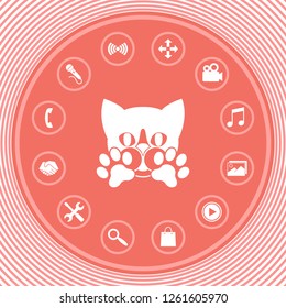 Cute Cat, paws - logo, symbol, protect sign