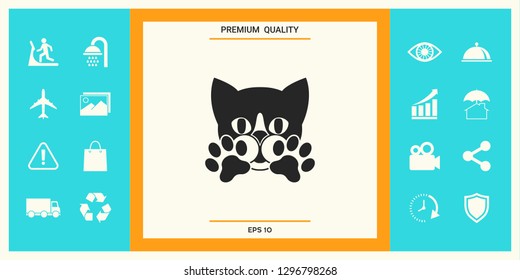 Cute Cat, paws - logo, symbol, protect sign