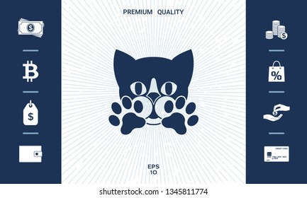 Cute Cat, paws - logo, symbol, protect sign