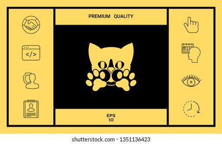 Cute Cat, paws - logo, symbol, protect sign