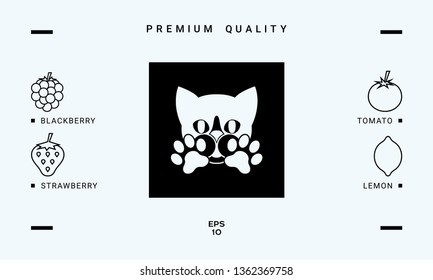 Cute Cat, paws - logo, symbol, protect sign