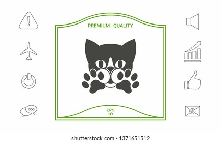 Cute Cat, paws - logo, symbol, protect sign