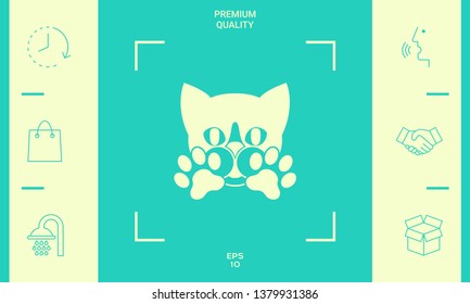 Cute Cat, paws - logo, symbol, protect sign