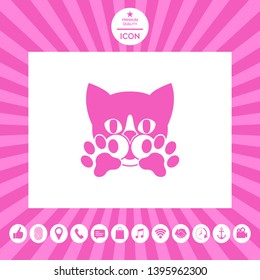 Cute Cat, paws - logo, symbol, protect sign. Element for your design