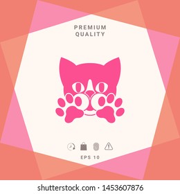 Cute Cat, paws - logo, symbol, protect sign