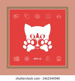 Cute Cat, paws - logo, symbol, protect sign