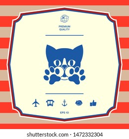 Cute Cat, paws - logo, symbol, protect sign