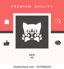 Cute Cat, paws - logo, symbol, protect sign