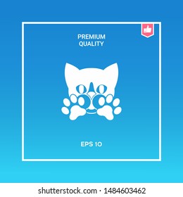 Cute Cat, paws - logo, symbol, protect sign