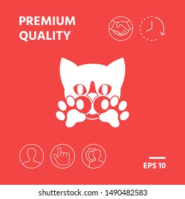 Cute Cat, paws - logo, symbol, protect sign