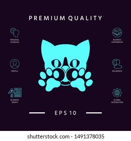 Cute Cat, paws - logo, symbol, protect sign