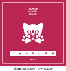 Cute Cat, paws - logo, symbol, protect sign