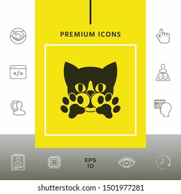 Cute Cat, paws - logo, symbol, protect sign