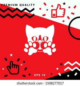 Cute Cat, paws - logo, symbol, protect sign