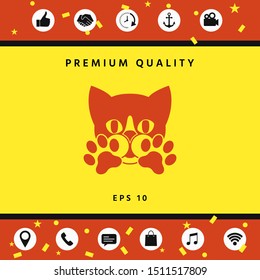 Cute Cat, paws - logo, symbol, protect sign