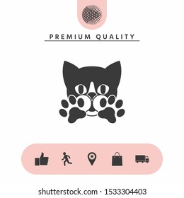 Cute Cat, paws - logo, symbol, protect sign