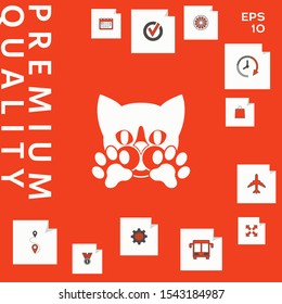 Cute Cat, paws - logo, symbol, protect sign