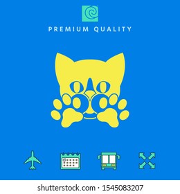 Cute Cat, paws - logo, symbol, protect sign