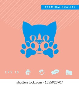 Cute Cat, paws - logo, symbol, protect sign