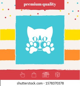 Cute Cat, paws - logo, symbol, protect sign