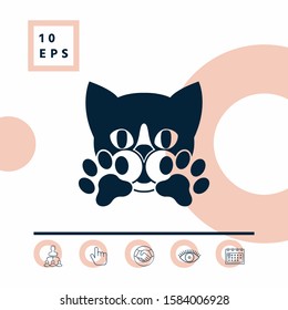 Cute Cat, paws - logo, symbol, protect sign