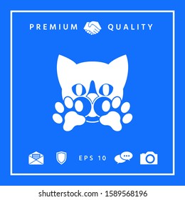 Cute Cat, paws - logo, symbol, protect sign
