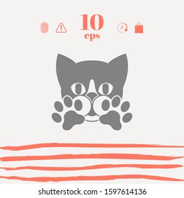 Cute Cat, paws - logo, symbol, protect sign