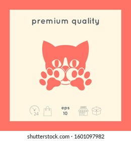 Cute Cat, paws - logo, symbol, protect sign