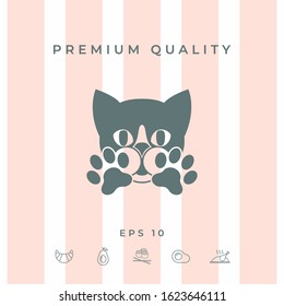 Cute Cat, paws - logo, symbol, protect sign