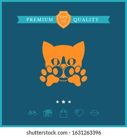 Cute Cat, paws - logo, symbol, protect sign