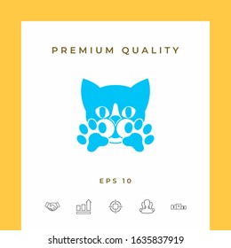 Cute Cat, paws - logo, symbol, protect sign