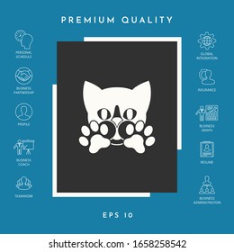 Cute Cat, paws - logo, symbol, protect sign