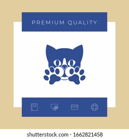 Cute Cat, paws - logo, symbol, protect sign