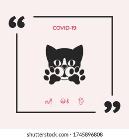 Cute Cat, paws - logo, symbol, protect sign