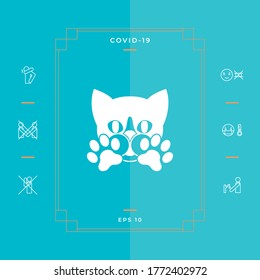 Cute Cat, paws - logo, symbol, protect sign