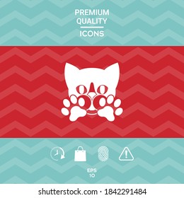 Cute Cat, paws - logo, symbol, protect sign