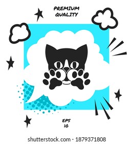 Cute Cat, paws - logo, symbol, protect sign