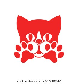 Cute Cat, paws - logo, symbol, protect sign