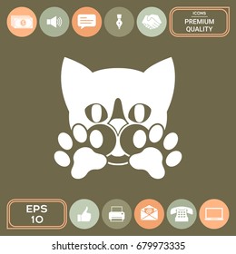 Cute Cat, paws - logo, symbol, protect sign