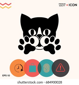 Cute Cat, paws - logo, symbol, protect sign