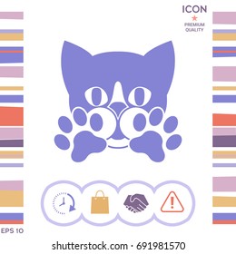 Cute Cat, paws - logo, symbol, protect sign