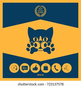 Cute Cat, paws - logo, symbol, protect sign