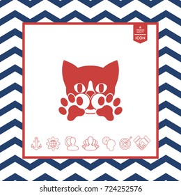 Cute Cat, paws - logo, symbol, protect sign