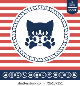 Cute Cat, paws - logo, symbol, protect sign